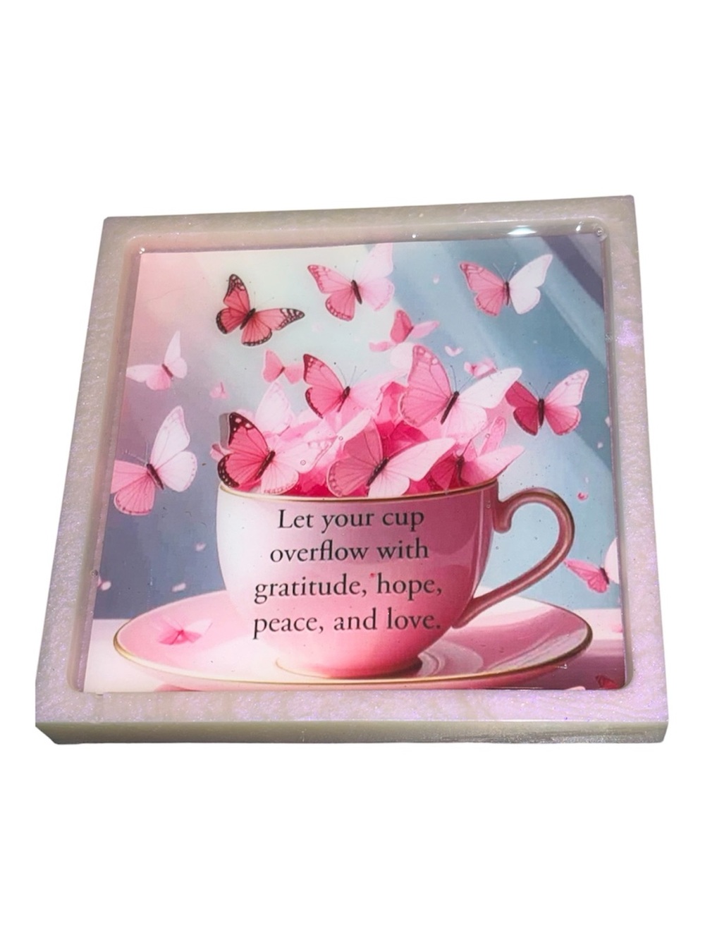 NORE’S NOVELTIES Single Handcrafted Square Coasters“”MARIPOSA”